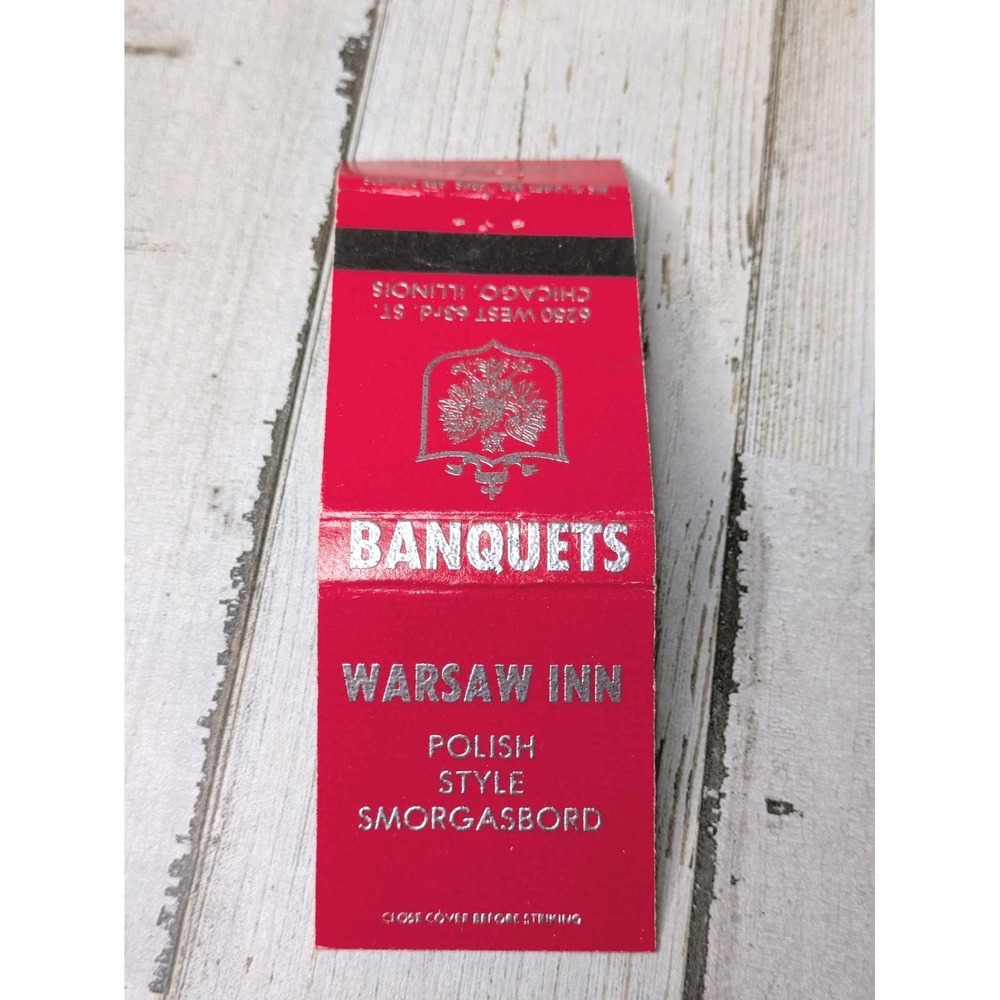 Vintage Matchbook Cover Warsaw Inn Banquets Polish Smorgasbord Chicago, Illinois